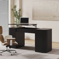 Bureau d'ordinateur debout moderne noir réglable en hauteur 1520 mm avec deux portes de rangement intégrées et un design ergonomique