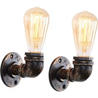2x Applique murale en Fer Métal Conduite D'eau Style Industriel Rétro , Lampe de Mur E27 Restaurant Café Bar Cuisine Sans Ampoule, Rouille
