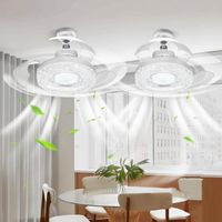 Ventilateur de plafond moderne avec éclairage intégré (2 pièces), simple et silencieux, idéal pour une chambre, télécommande et douille incluses