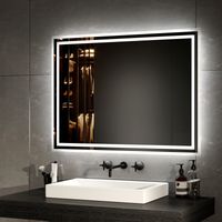 EMKE Wandspiegel mit Beleuchtung 60x80cm Beschlagfrei Kaltweiß Warmweiß Badezimmerspiegel mit Mechanischer Schalter