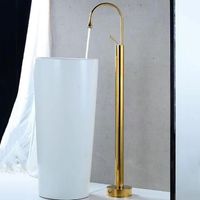 Ensemble de robinet de baignoire en or, robinet mitigeur de baignoire autoportant, robinet de douche de baignoire de salle de bain, robinet d'eau chaude et froide sur pied de baignoire européenne