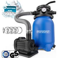 MONZANA® Pompe filtre à sable 5 m³ auto-amorçante pour piscines jusqu’à 15 m³ boules vanne 7 voies raccord 2en1 Ø32-38mm système de filtration à sable