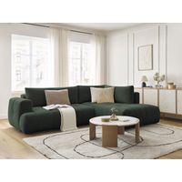 BOBOCHIC - Canapé d'angle L convertible FUJI tissu lisse Angle droit Vert
