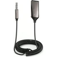 Bluetooth 6.0-Klinkenadapter für Auto, 3,5-mm-Aux-Receiver und USB für Autoradio-Lautsprecher, Verstärker, Lautsprecher, Freisprechen (Dunkelgrau)