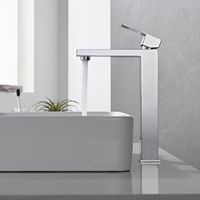 Detbom – Mitigeur de lavabo haut en acier inoxydable 304 – Finition chromée – Hauteur 296mm – Installation monotrou sur plage – Économie d'eau 30%