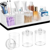 Organisateur de comptoir de salle de bain, porte-brosses à dents en silicone pour salle de bain avec 3 porte-cotons-tiges