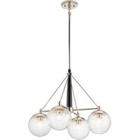 Lampadario Contemporaneo Marilyn Acciaio Nichel Lucido Vetro 4 Luci E27