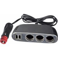 Dreifach-Steckdosenleiste 12 Volt + USB