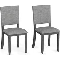 COSTWAY Upholstered Dining Chairs Set of 2 with Soft Padded Seat-Gray