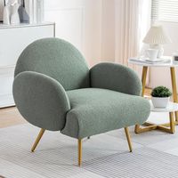 Fauteuil Moderne Décontracté avec Pieds en Métal Noir et Dossier Fauteuil Simple Confortable pour Salon/Chambre/Club, Vert