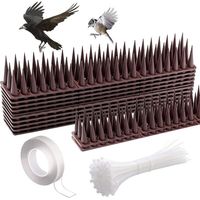 Pics anti-pigeons en plastique pour chats, écureuils, oiseaux, ratons laveurs, 45 x 4 cm,Répulsif pour insectes et animaux avec attaches et nanoglue, Lot de 12 - Marron