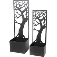 Set de 2 jardinières Panneaux Métal Design Arbre - 35x25xH110 et 30x20xH90cm - Extérieur Intérieur - Livraison gratuite