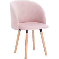 Woltu – Chaise de salle à manger en velours – Pieds en bois massif – Assise ergonomique – Hauteur 47 cm – Couleur rose