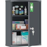 Armoire a pharmacie murale avec serrure 3 niveaux acier 40 x 15 x 53,5 cm gris charbon
