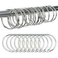 24 Pack Round Rustproof Metal Shower Curtain Rings For Bathroom (silver)