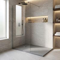 Piatto doccia in resina colore cemento 70x100 cm con griglia e piletta – Showey