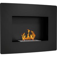 Chimenea de Bioetanol de Pared con Tanque de 0,9 L Tiempo de Combustión 3,3H para Interiores 15-20 m² 66x16x52 cm Negro