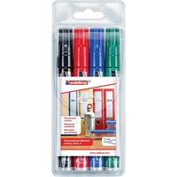 Pochette de 4 marqueurs permanents à pointe ogive e2000C. largeur écriture 1.5 à 3 mm. coloris. noir. rouge. bleu. vert - EDDING SAS