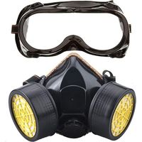 Masque Respiratoire, Kit Masque Protection Respiratoire Réutilisable, Anti Poussière, Anti Gaz Masque Chimique avec Lunettes de Protection pour Peinture Travaux, Bricolage Ponçage-DOU