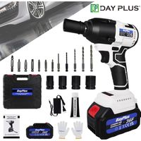 Cordless Impact Wrench Drill 3-IN-1 Professional Brushless Car Repair Wheel Rattle Nut Gun 2300RPM No-load Speed Impact Drill Li-ion Battery 4 Sockets Drill Bits Screwdriver Bits