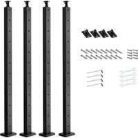 Mophorn Set di Ringhiere 4 Pz per Recinzione da Balcone 1067x108x68 mm per Giardino, Balcone e Ponte in Acciaio Inox, Kit di Pali per Balaustra da Terrazza, Nero