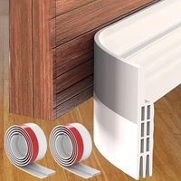 Confezione da 2 guarnizioni inferiori per porte, 100 x 5 cm, fondo porta adesivo, striscia sigillante bianca in morbido silicone termoacustico, antirumore, antipolvere, antiaria fredda, antito