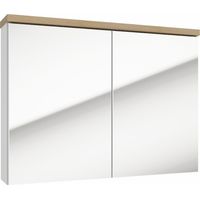 Naturel – Armoire murale de salle de bain 80x60x15 cm – 2 portes avec miroirs – STILLAE08001 – Panneaux laminés blancs – Montage mural facile