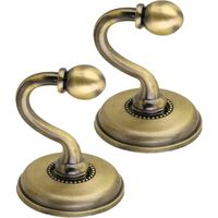 2Pcs Vintage Alloy Pommel Curtain Holdbacks Tieback Hooks Door Wall Hat Coat Hangers (Bronze)