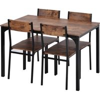 Ensemble de salle à manger, table à manger avec 4 chaises, pour balcon, salle à manger et salon, brun vintage
