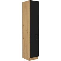 Colonne de cuisine 2 portes 40 x 57 x 210 cm – Chêne artisan et noir mat – Rangement moderne pour cuisine – Accès pratique aux ustensiles – 1000Brico