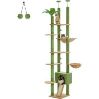 Pawz Road – Arbre à chat au plafond ajustable 230-252 cm – Multi-niveaux avec 5 plateformes, 2 hamacs et condo – Griffoir en sisal inclus