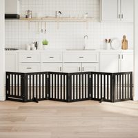 vidaXL Barrière pour chiens et porte 6 panneaux noir bois de peuplier