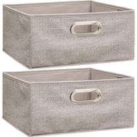 5Five Simply Smart – Lot de 2 boîtes de rangement carrées en tissu – Structure rigide en carton – Revêtement polypropylène – Dimensions 31x31x15 cm