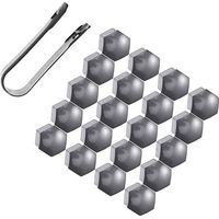 Set d'embouts de goujons de roue de roue à tête hexagonale, à 17 mm, gris clair, avec la suppression de 20 pc + 1 pc.