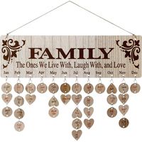 Wooden Wall Hanging Family Birthday Reminder Calendar, with 100 Tags to Keep Track of Birthdays, Mother's/Father's Day/Christmas Decorations