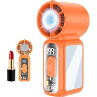 Handheld Turbo Cooling Fan, Semiconductor Ice Cooling Fan, 199 Speeds, 4300mAh Rechargeable Pocket Fan for Travel(Orange)