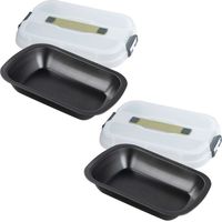 Ensemble de 2 Moules à gâteaux rectangulaire avec couvercle de transport 34 x 24 cm Zenker Bake Click and Go