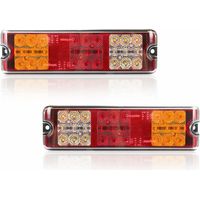 Lot de 2 feux arrière remorque LED 12V étanches – 5 fonctions : feu de freinage, clignotant, feu de recul, feu position, catadioptre