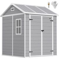 Cabanon de jardin, plastique, gris, cabanon de jardin avec fenêtre, porte verrouillable