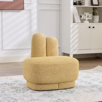 Puf de tela con forma de conejo, reposapiés y asiento adicional, silla con respaldo, espuma, amarillo