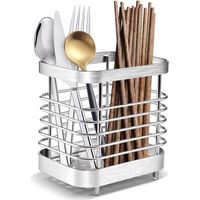 Panier À Couverts En Acier Inoxydable,Egouttoir Couvert Acier Inoxydable, Support D'ustensiles De Cuisine Pour Ranger Les Couteaux, Fourchettes, CuillèRes Et Baguettes Dans La Cuisine,Argent