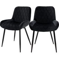 ML-Design Set di 2 Sedie per Sala da Pranzo Nero con Schienale Sedia Imbottita per Cucina con Rivestimento in Velluto Gambe in Metallo Sedia Salotto Soggiorno Materiale Traspirante e Morbido
