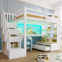 letto 90x200 con scrivania scala contenitore bianco OKMYHOME
