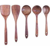 Batterie de cuisine en bois 5 pièces, cuillères en bois pour cuisiner, batterie de cuisine antiadhésive réutilisable pour cuisiner-