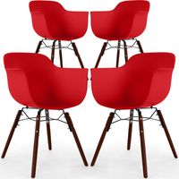 Chaises de Salle à Manger - Design Scandinave - Pieds en Bois Sombre - Lot de 4 - Nordika Rouge