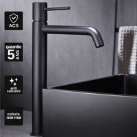 Robinet Mitigeur Lavabo Salle de Bain noir mat – Bec Haut Anti-Calcaire – Design Moderne - MONZA IMEX