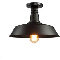 Deckenleuchte Vintage Industrial Deckenlampe ,Schwarz Metall Lampenschirm E27 für Esstisch Wohnzimmer Schlafzimmer Küche (26cm)
