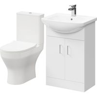 Piura White 550mm 2 Door Vanity Unit and Toilet Suite