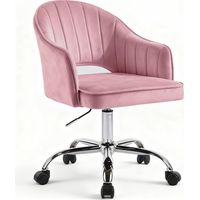 FIXIMASTER Chaise de Bureau et Coiffeuse en Velours, Pivotante à Roulettes, Hauteur Réglable, Ergonomique - Rose