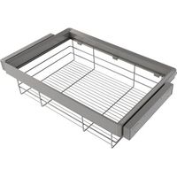 Emuca Kit de cajón de alambre y bastidor regulable Quartz para armarios, guías de cierre suave y extracción total, Módulo 80cm, Acabado Titanio